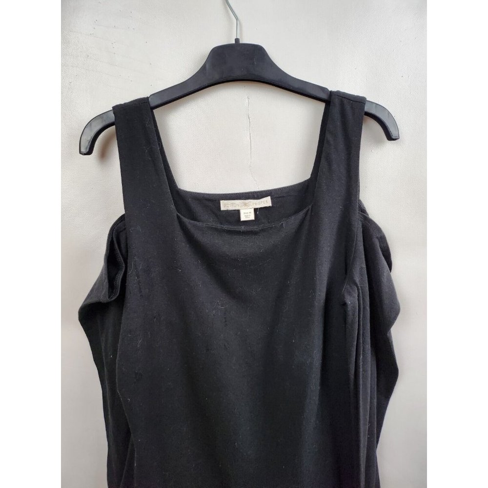 Boston Proper Black Cold Shoulder Square Neck Long Sleeve Top Size Medium - Picture 3 of 7